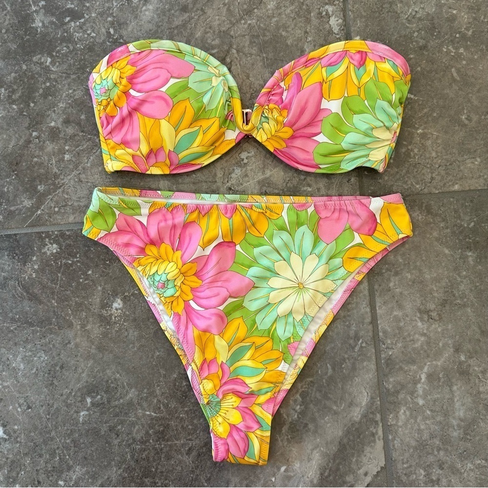 Wild Fable Floral Strapless Bikini Set size 34C | S